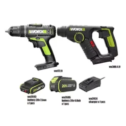 پک دو قلوی هلتی و دریل شارژی ورکس مدل Wu380